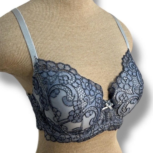 Victoria Secret Bra Size 32DD Blue Lace  Dream Angels Demi Romantic Sexy - Picture 1 of 13